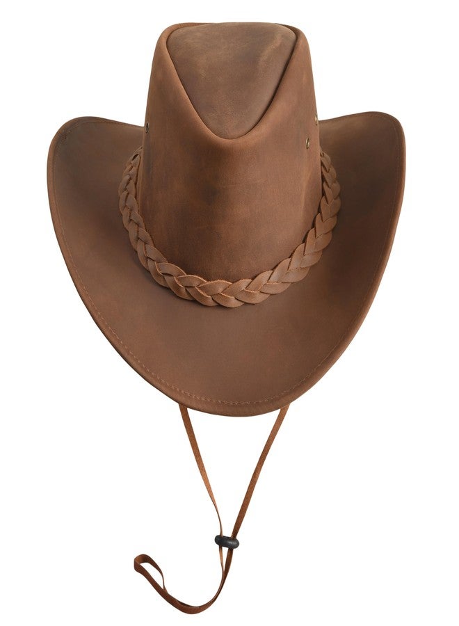 Strength Zones Leather Cowboy hat for Men & Women Durable Handcrafted Lightweight Shapeable Western Hats for Men (US, Alpha, Medium, Reddish Brown) - Image 5